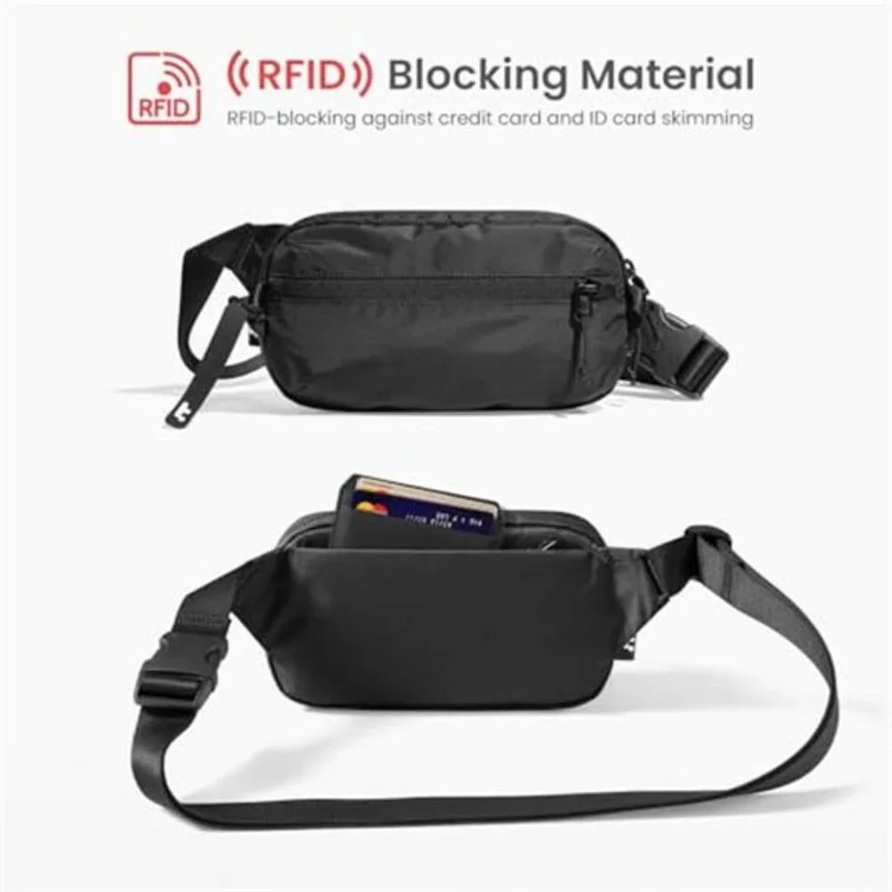 Water Resistant Sling Bag RFID Chest Bag Crossbody Waist Pack Travel Daily Use